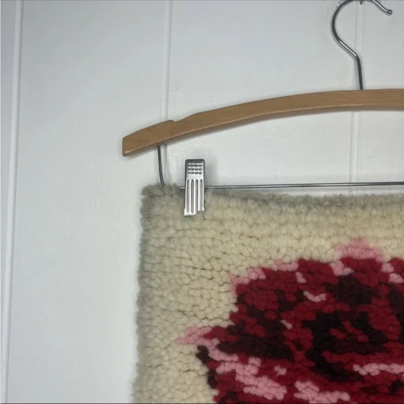 🌹Vintage Shillcraft Rose Weave Handmade Wall Hanging Mid Century Modern Rug Art - Picture 8 of 8